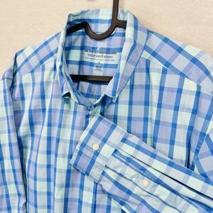 Vineyard Vines Mens Large Button Up Shirt Blue Plaid On-The-Go OTG Performance